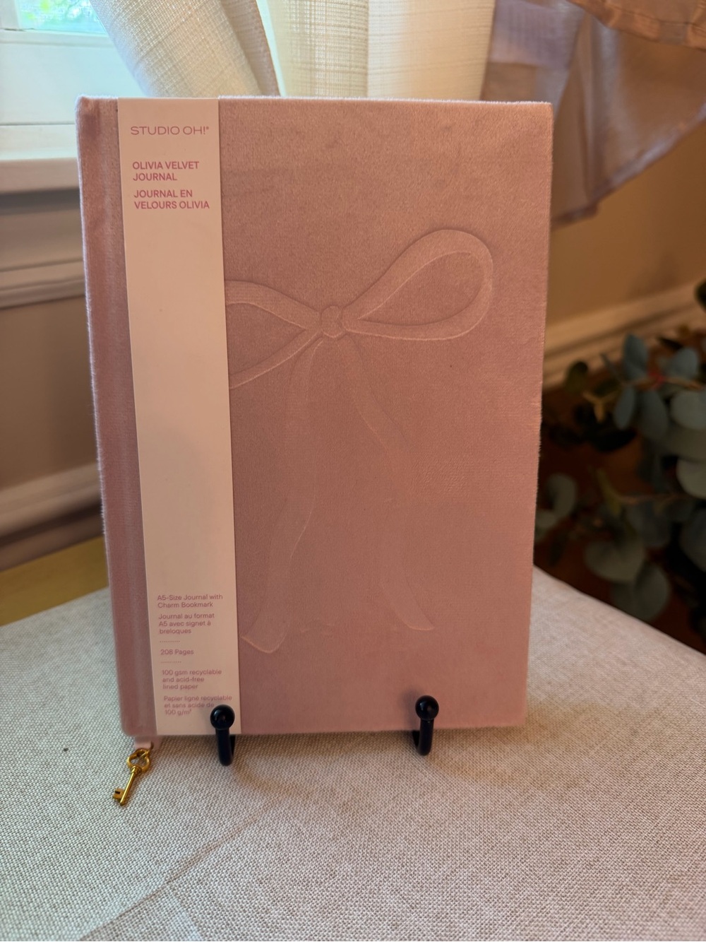 Studio Oh! Olivia Velvet Journal - Blush Pink Bow NWT